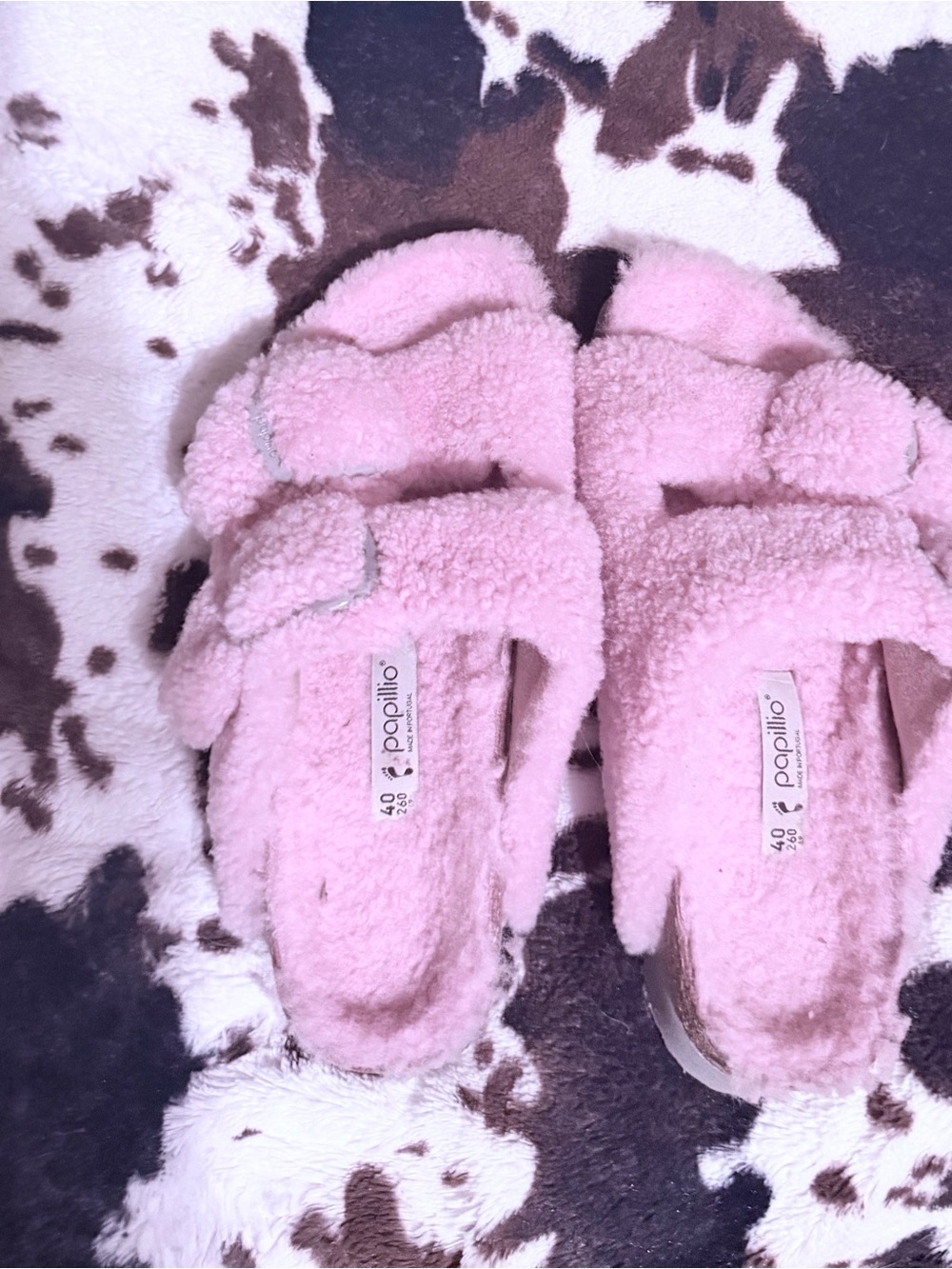 New Papillio Pink Plush Double-Band Slide Sandals